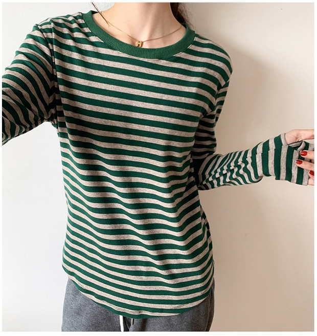 손고리 긴팔 스트라이프 티셔츠 봄 가을 겨울 롱 긴소매 SH74