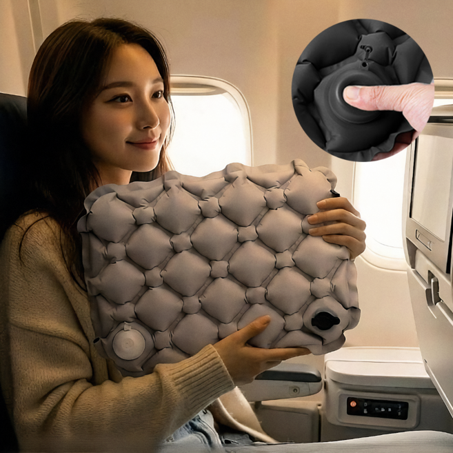 굿컨트리 휴대용 비행기 방석 기내용 에어 무하중방석, 그레이