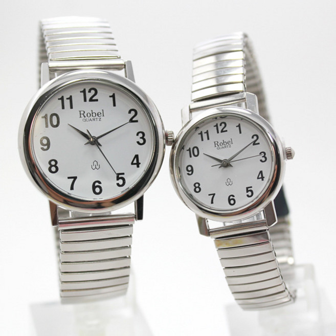 국내생산 ROBEL 실버 프리 스프링밴드 메탈밴드 손목시계