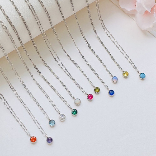 [써지컬스틸] 탄생석 쁘띠 목걸이 (12color)