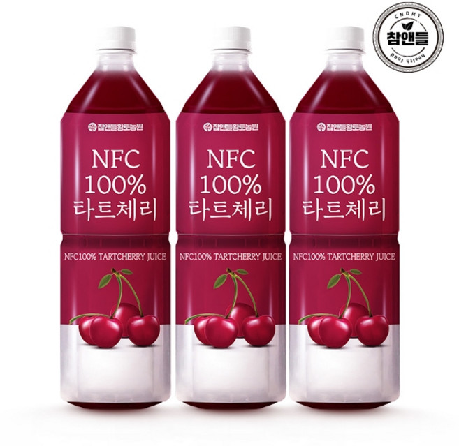 참앤들황토농원 NFC 착즙 타트체리주스, 1L, 3개