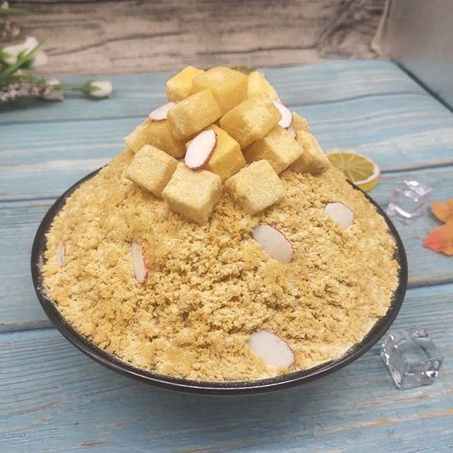 망고 빙수 모형 디저트 모조 카페 녹차 과일 팥빙수 여름, 직경 17.5CM(7인치), 콩가루떡눈얼음