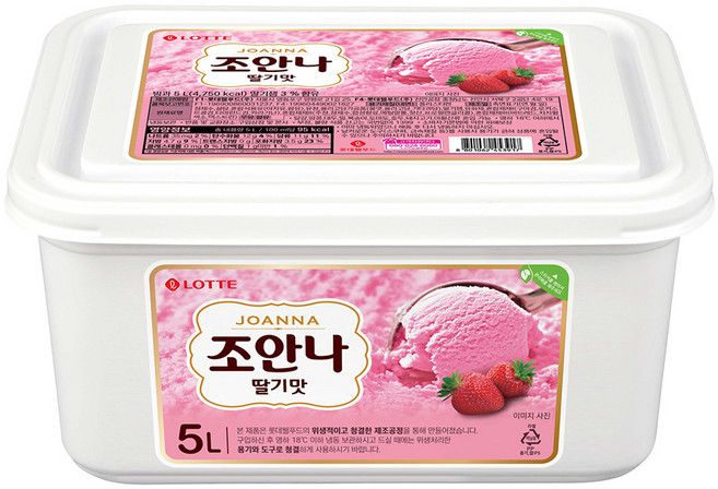 롯데제과 조안나 아이스크림 딸기, 5L, 1개