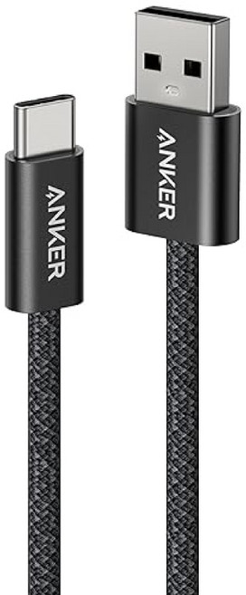Anker USB-A 轉 USB-C 充電線 18W 耐用編織材質 支援CarPlay, 黑色, 1個, 1.8m