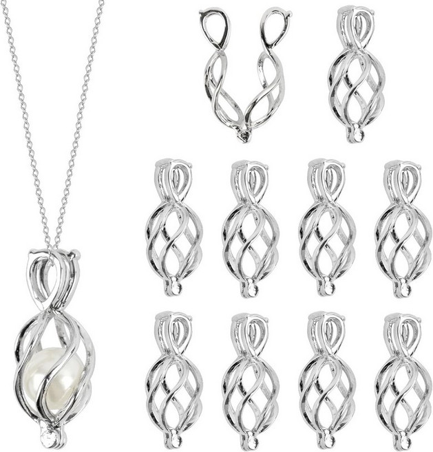 프라멘디노 진주 케이지 로켓 펜던트 돌 홀더 DIY 부적 팔찌 목걸이 주얼리 제작, 10 Pack