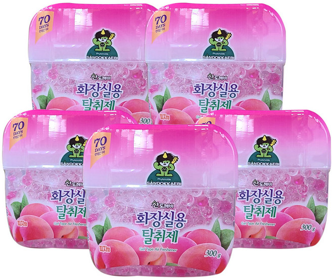 산도깨비 화장실용 방향제 실내용 비치형 탈취제 피치향, 300g, 5개, 비치향