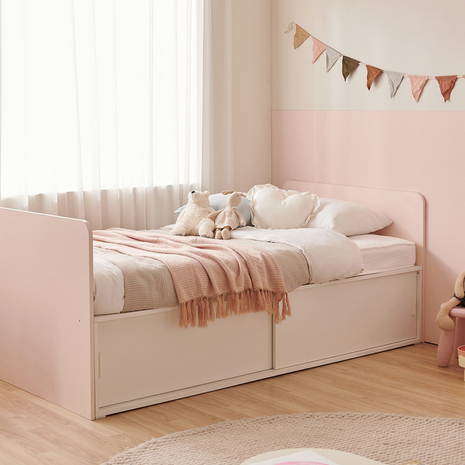 윌로우 솜솜 가로 1125 세로 2030 슬라이딩 수납 침대, 화이트