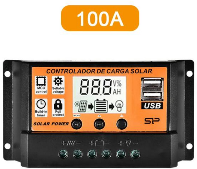 MPPT 솔라광 충전 컨트롤러 30A 50A 100A 솔라광 컨트롤러 패널 배터리 레귤레이터 듀얼 USB 5V LCD 디스플레이, 03 100 A ZN25345510, [03] 100 A, 1개
