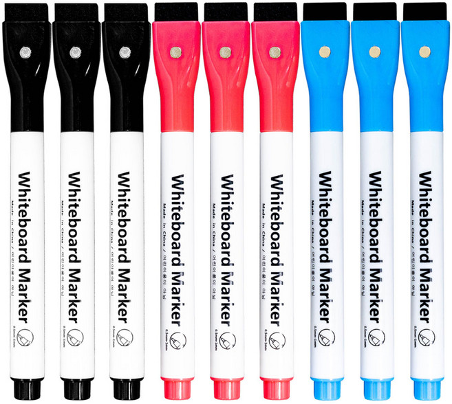 두니드 얇은 화이트 보드마카 0.5mm 검정 3p + 빨강 3p + 파랑 3p 세트, 검정, 빨강, 파랑, 1세트