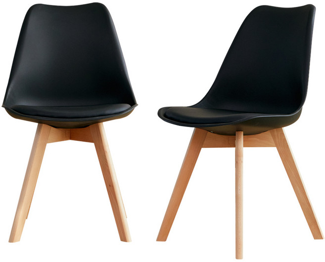 [리비니아] 606 에펠의자 카페 업소용 1인용 디자인체어 인테리어의자, 2개, 블랙