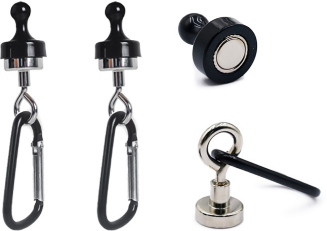팀메이커 캠핑 자석 카라비너 후크 고리자석 초강력 3개세트, 블랙