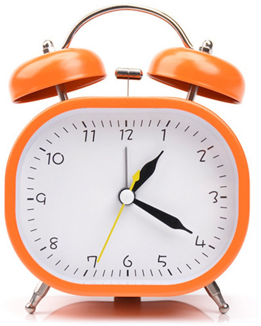 프라홈 무광 엔틱 무소음 초침 기계식 종소리 알람 무드등 탁상시계, 오렌지