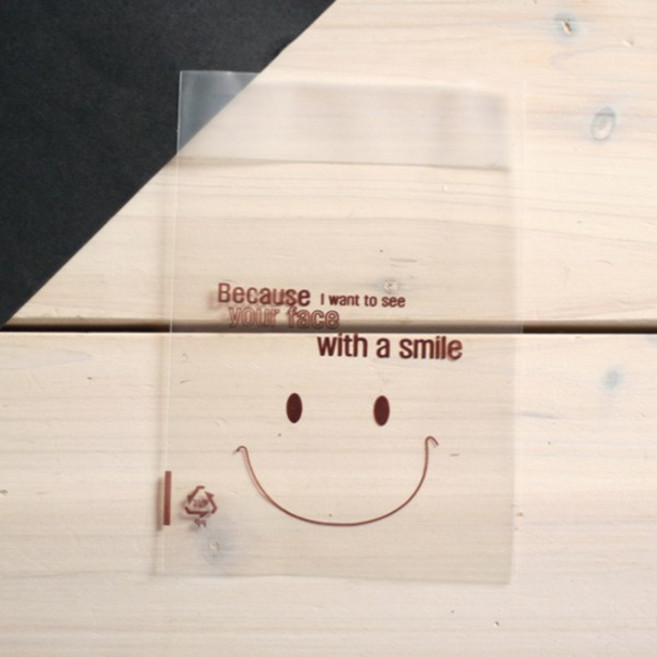 쿠키 포장비닐 접착 스마일 10x11cm, 1개, 70개