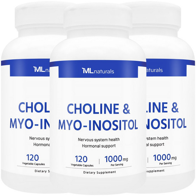 [미국빠른직구] 신제품 마이라이프 내추럴스 콜린 & 미오-이노시톨 1000mg, 3개, 120정