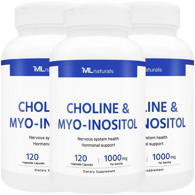 [미국빠른직구] 신제품 마이라이프 내추럴스 콜린 & 미오-이노시톨 1000mg, 3개, 120정 - 쿠팡