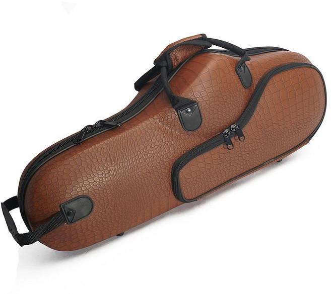 하드 색소폰 케이스 테너 백팩 보관함 수납 파란색 악기, 1개, 가죽 블랙 악어무늬