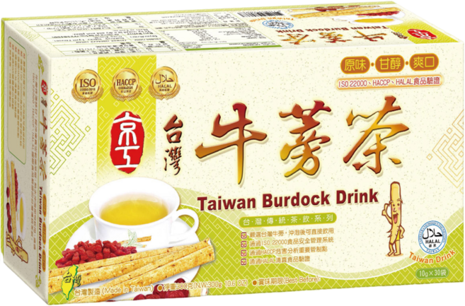京工 台灣牛蒡茶 X1盒 嚴選食材 無添加色素防腐劑, 10g, 4個, 30個裝