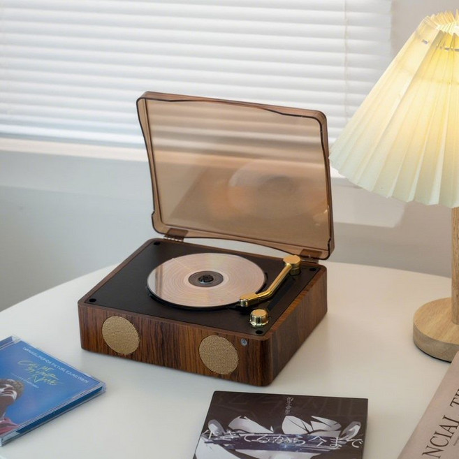 블루투스 cd플레이어 무선 스피커 시디 충전식 충전 벽걸이 내장 리모컨, 2. 브라운/HIFI음질/독립사운드챔버