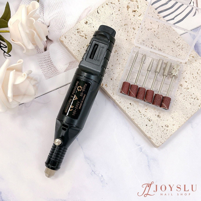 JOYSLU 筆型磨甲機 DIY 美甲新手 卸甲打磨, 1個, 磨甲機_插電式筆型_黑(含電線)