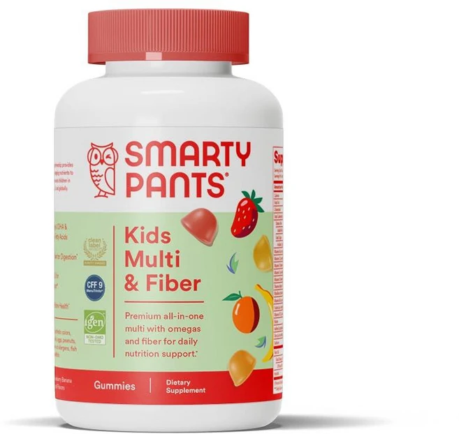 SmartyPants 아동용 멀티비타민 젤리 및 섬유질 보충제: 비타민 D3 C 비타민 B12 B6 A 아연 비오틴 이노시톨 섬유 젤리 3가지 과일 맛 90개, 1 - 쿠팡