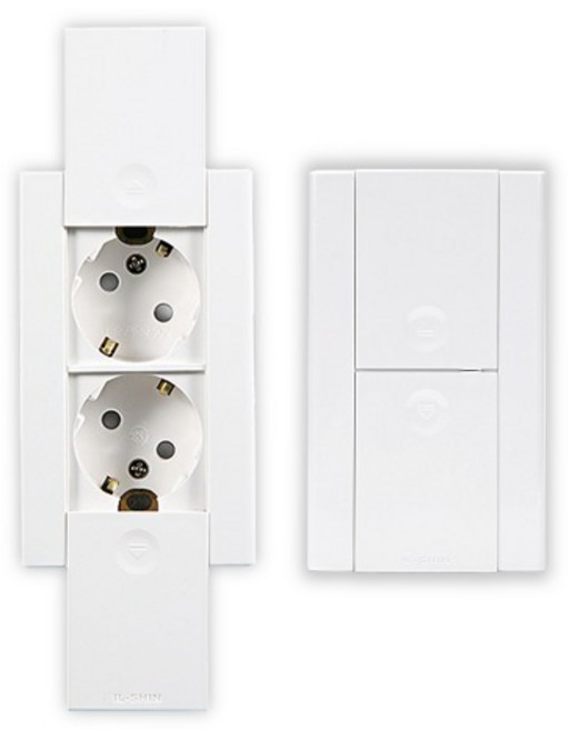 일신 국산 안전커버형 2구 매입콘센트