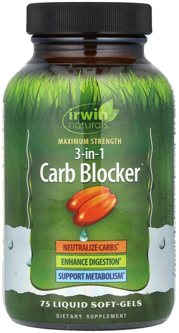 어윈네츄럴 Maximum Strength 3-In-1 Carb Blocker 액상 소프트젤 75정, 1개, 120g - 쿠팡