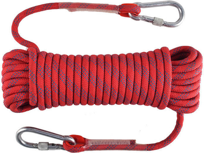 야외 등반 로프 탈출 안전 로프 등반 암벽 등반 내마모성 높은 고도 생명을 구하는 로프 장비 비상 구조 로프, 12mm 직경-50 m, 레드