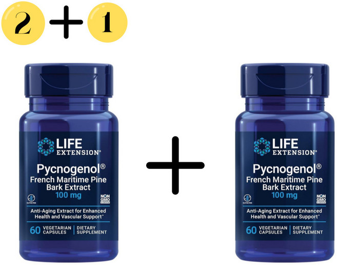 2+1 라이프익스텐션 피크노제놀 프랑스 소나무 추출물 100mg 60캡슐, 3병