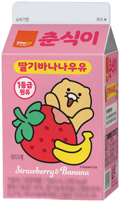 유어스 춘식이 딸기바나나우유, 8개, 500ml