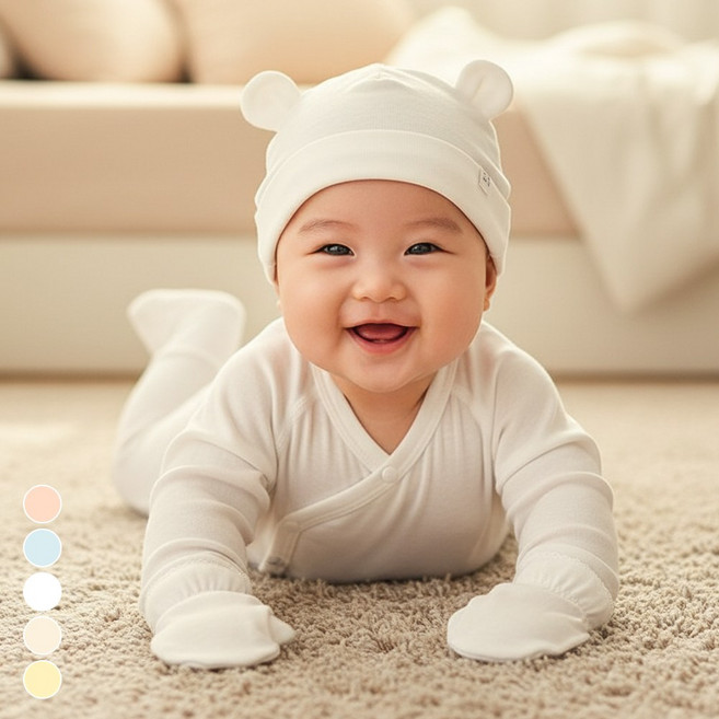 출산백일선물 신생아 아기 3종 필수 세트 배냇가운