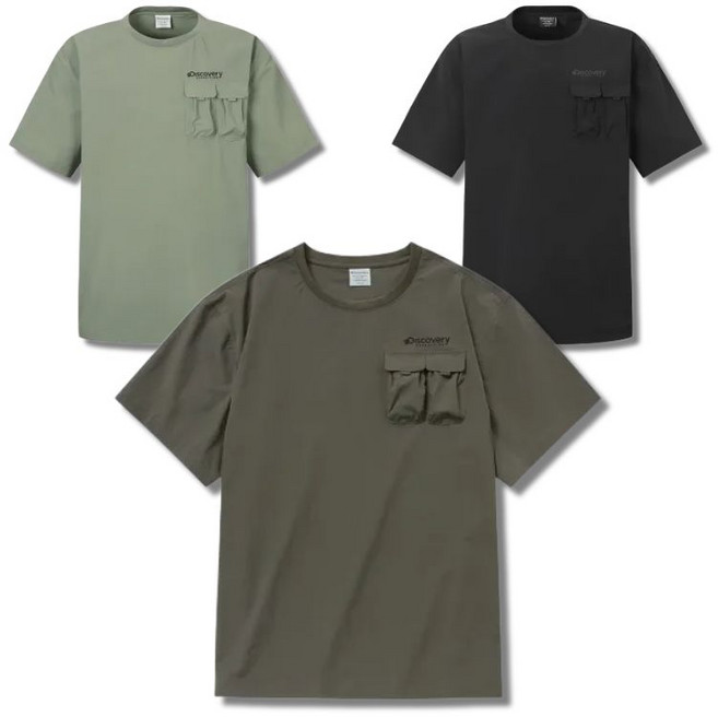 [국내매장판]디스커버리 남자 반팔티 프레시벤트 멀티포켓 기능성 기본티 냉감 쿨링 무지티