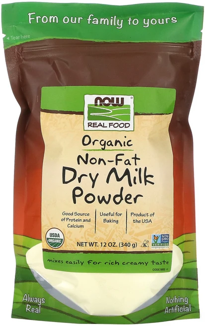 NOW Foods Real Food 유기농 탈지 분유 340g(12oz) 1팩, 340g, 1개 - 쿠팡