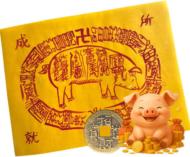 기모아 친필 재물부적 4종 금전재물부 돈들어오는부적, 1개, 노랑