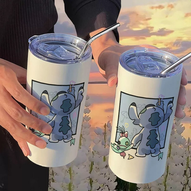 디즈니 스티치텀블러 릴로와스티치 핑크스티치 커플텀블러 캐릭터 스테인리스 빨대컵 콜드컵 스텐컵 얼음컵 머그, 스타일10, 1개