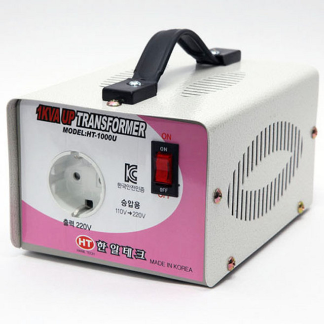 한국제품 미국캐나다에서 사용 1KVA 120V-220V 미주용 승압 변압기 미국캐나다120V에서 한국제품220V 1k 트랜스 도란스 소형 승압기 HT-1000U 한일테크, 1개