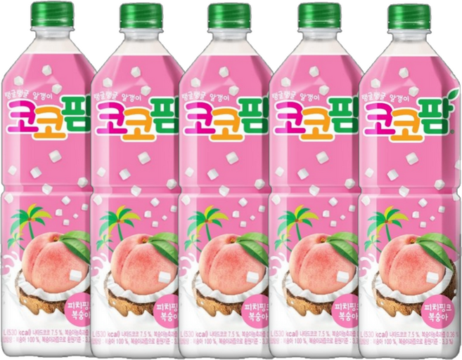 해태음료 코코팜 피치핑크 복숭아, 1L, 5개