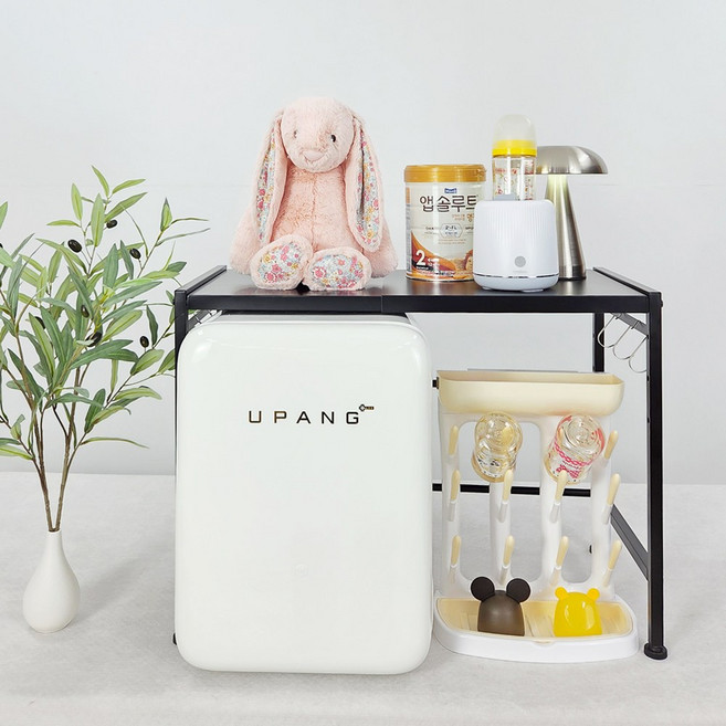 인트홈 맘마존 분유존 정리 정돈 다용도 선반 너비 높이 조절, 블랙, 2단