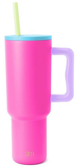 Simple Modern 손잡이와 빨대 뚜껑이 있는 1.2L(40온스) 트렉 텀블러 | 컵 홀더 친화적 단열 스테인리스 스틸 여행용 머그 체크메이트 222247, 멀티 컬러: 80년대 믹스