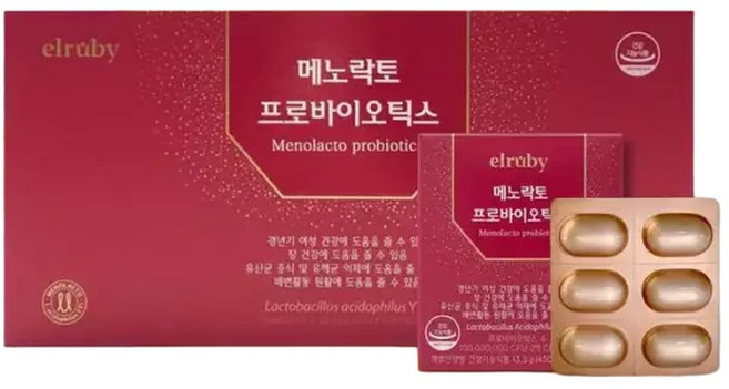 엘루비 메노락토 프로바이오틱스 여성 유산균 450mg x 90캡슐 1박스 TB, 90정