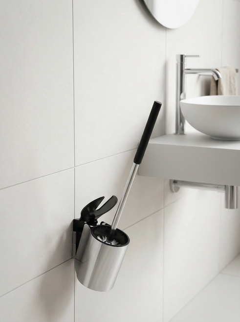 스텐 무타공 욕실청소솔세트 벽 부착식 변기 청소솔, 1개