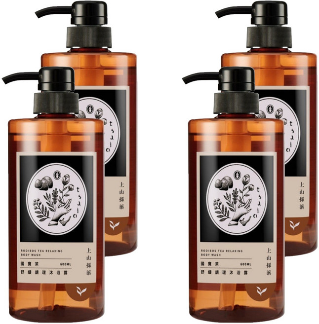tsaio 上山採藥 舒緩調理沐浴露 國寶茶, 600ml, 4瓶