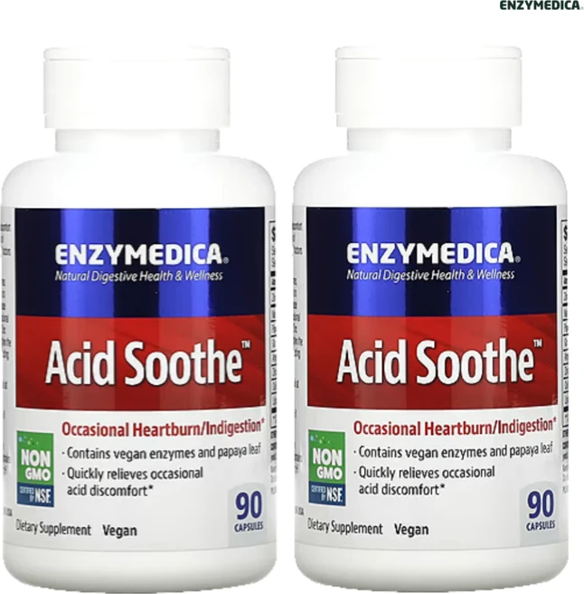 [90캡슐] 엔자이메디카 산 완화 Acid Soothe 베지 캡슐 90정, 2개 - 쿠팡