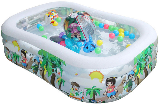 베스트웨이 키즈 사파리 3단 엠보싱 풀장 PL13020, 투명, 1개
