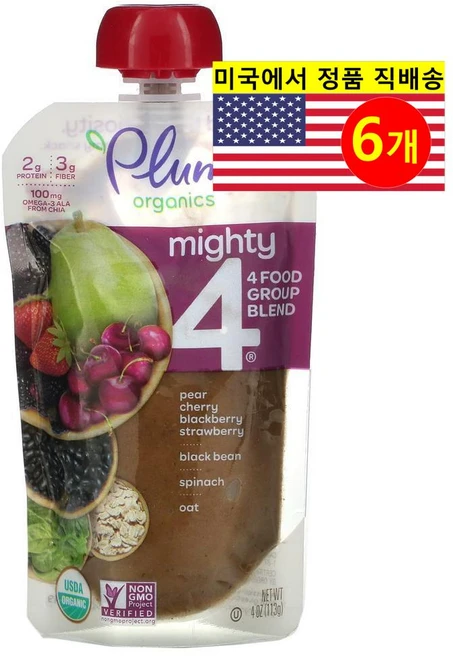 Plum Organics 12개월 이상 유아용 다양한 과일 곡물 혼합 퓨레 이유식 113g 6개 - 쿠팡
