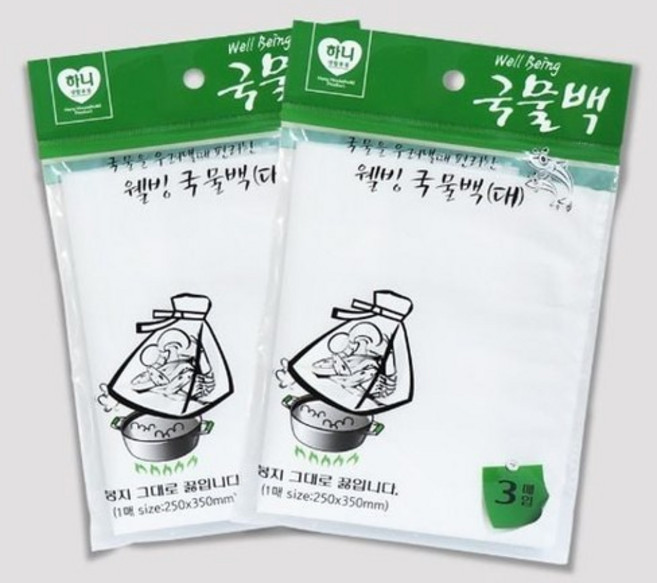 하니 웰빙 국물백 대 3매입 25cm X 35cm 찻잎 멸치 다시마 육수 한방 한약 입욕제 우려내기, 없음