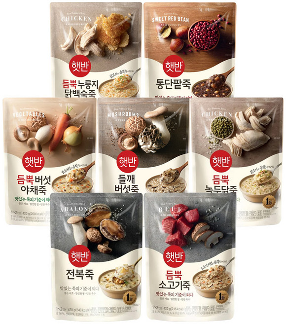 비비고 죽 7종 세트, 1세트, 420g