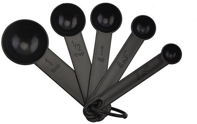 개 있는 수 측정 컵 주방 쌓을 액세서리 스푼 세트 플라스틱 계량 마킹 및 미국 10 도구 각인, 5PCS Black Small 1