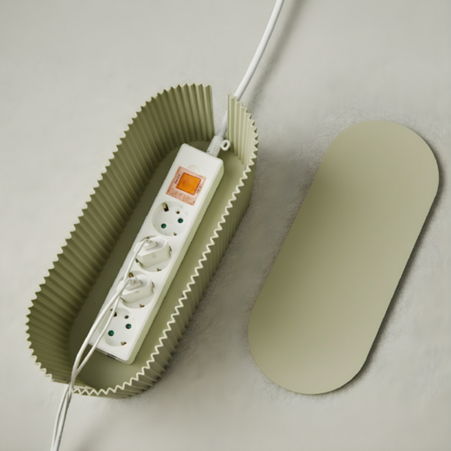 멀티탭 콘센트 수납 정리함 깔끔한 인테리어, 올리브 그린 S