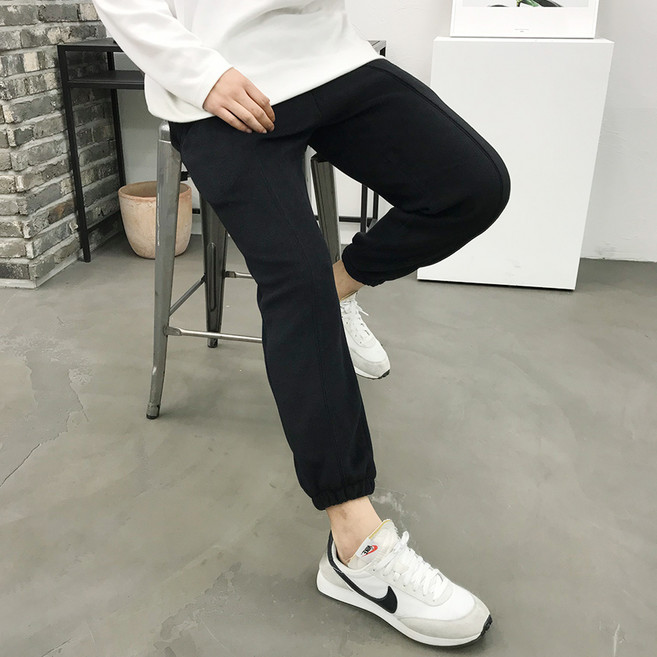 용된다 겨울 남자 스판 밴딩 후리스 절개 조거팬츠