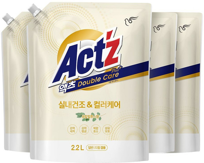 액츠 더블케어 플러스 세탁세제 2.2L X 4개